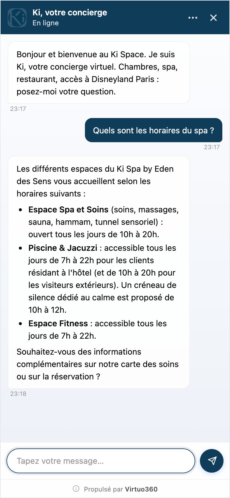 Une vraie conversation avec le concierge, sur téléphone