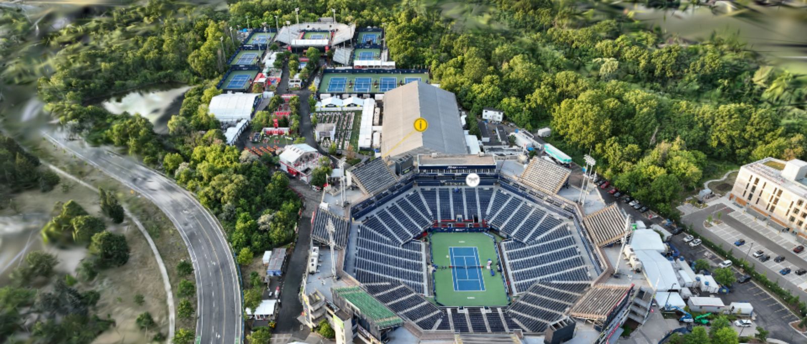 Le stade IGA vu du ciel, pendant l’Omnium Banque Nationale